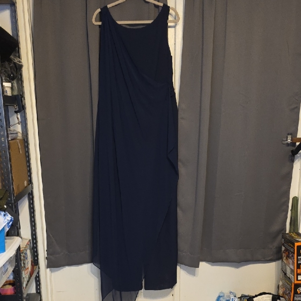 Eliza J Women's Formal Pants Suit Jumper One Piece Sheer Front Drape Sz‎ 14 EUC